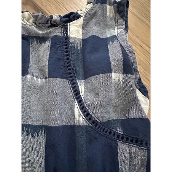 Oshkosh Girls Navy and White Plaid Crochet Lined Sleeveless Sundress Size 3T - Picture 4 of 6